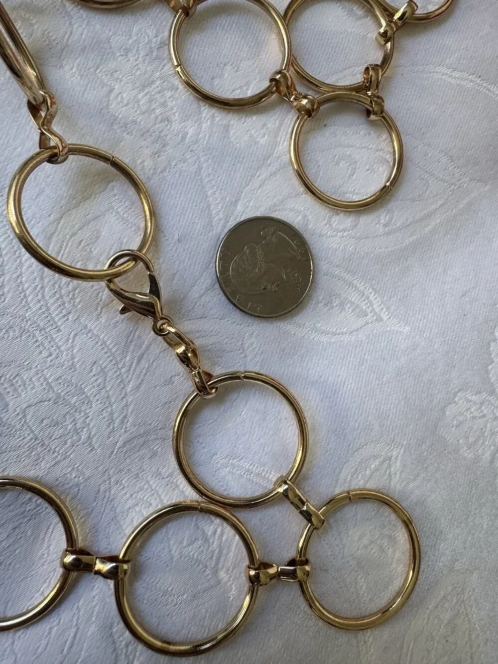 NOIR Belt Long Rope Open Link Chain Circles Goldtone Adjustable ONE SIZE O/S NEW